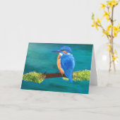 カワセミの空白のな挨拶状 カード (黄色い花)