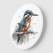 カワセミの静穏 ラージ壁時計 (傾斜)