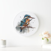 カワセミの静穏 ラージ壁時計 (ホーム)
