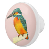 カワセミの鳥の水彩画の絵画 セラミックノブ (右)
