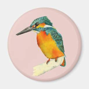 カワセミの鳥の水彩画の絵画 マグネット