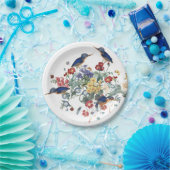 カワセミの鳥の花の蝶紙皿 ペーパープレート (パーティー)