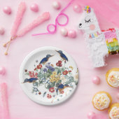 カワセミの鳥の花の蝶紙皿 ペーパープレート (パーティー)