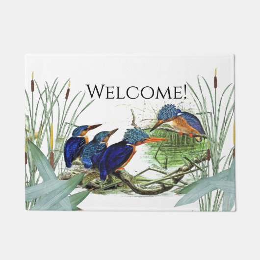 カワセミの鳥の野性生物の池の動物のドアマット ドアマット (正面)