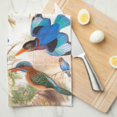 カワセミの鳥の野性生物動物の池 キッチンタオル (四つ折り)