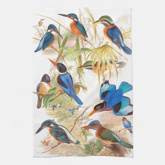 カワセミの鳥の野性生物動物の池 キッチンタオル (縦)