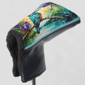 カワセミは水の上に身を寄せた野草 ゴルフヘッドカバー (3/4 正面)