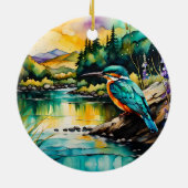 カワセミは水の上に身を寄せた野草 セラミックオーナメント (裏面)