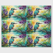 カワセミは水の上に身を寄せた野草 ラッピングペーパー (フラット)