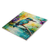 カワセミ山、水と野花 タイル (側面)