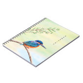 カワセミ水色ブルーオレンジバードスモール ノートブック (左側)