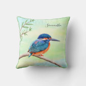 カワセミ水色ブルーオレンジバード クッション (裏面)