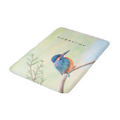 カワセミ水色ブルーオレンジバード バスマット (アングル)