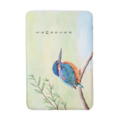 カワセミ水色ブルーオレンジバード バスマット (正面縦)