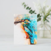 カワセミ絵画の水彩画 ポストカード (スタンド正面)