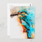 カワセミ絵画の水彩画 ポストカード (正面/裏面)