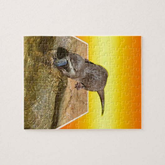 カワ食べウソの池のそばにあるおいしい魚 ジグソーパズル (横)