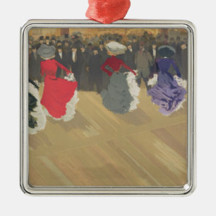 カンカンを踊っている女性 メタルオーナメント