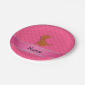 カンガパーソナライズされたルーピンクのハート ペーパープレート (アングル)