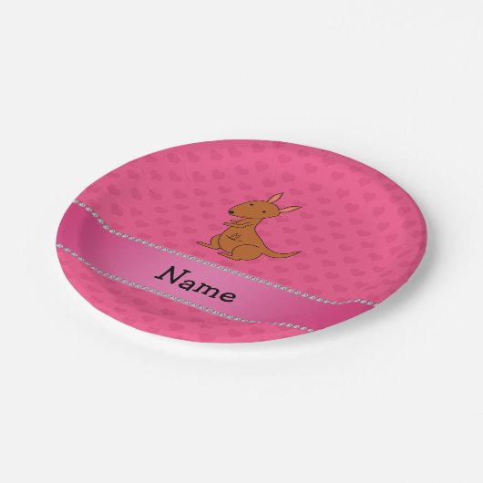 カンガパーソナライズされたルーピンクのハート ペーパープレート (アングル)