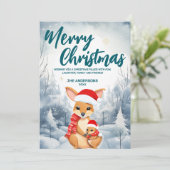 カンガルーおもしろいメリークリスマスツリー雪ホリデーパーティー シーズンカード (スタンド正面)