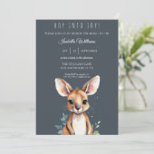 カンガルーかわいい水の色エレガント赤ちゃんシャワー 招待状 (スタンド正面)