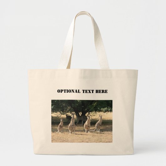 カンガルーが続く ラージトートバッグ (正面)