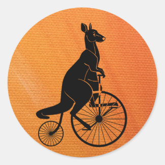 カンガルーが自転車に乗る ラウンドシール