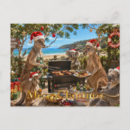 カンガルーとコアラのシーサイドクリスマスBBQ シーズンポストカード