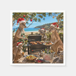 カンガルーとコアラのシーサイドクリスマスBBQ スタンダードカクテルナプキン