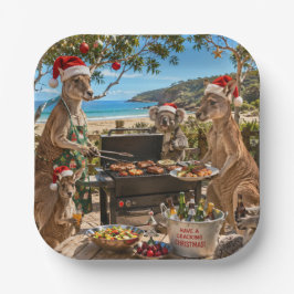 カンガルーとコアラのシーサイドクリスマスBBQ ペーパープレート