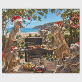 カンガルーとコアラのシーサイドクリスマスBBQ ラッピングペーパー