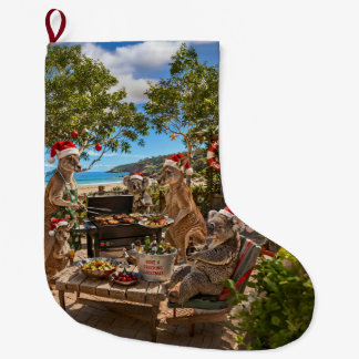 カンガルーとコアラのシーサイドクリスマスBBQ ラージクリスマスストッキング