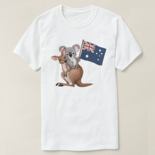 カンガルーとコアラホワイト Tシャツ