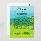 カンガルーと葉の迷路誕生日ポストカード ポストカード (正面/裏面)
