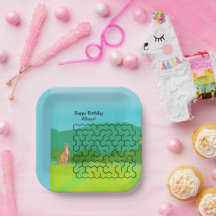 カンガルーと離れ誕生日マーズ紙プレート