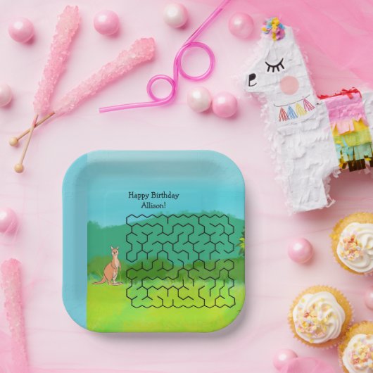 カンガルーと離れ誕生日マーズ紙プレート ペーパープレート (パーティー)