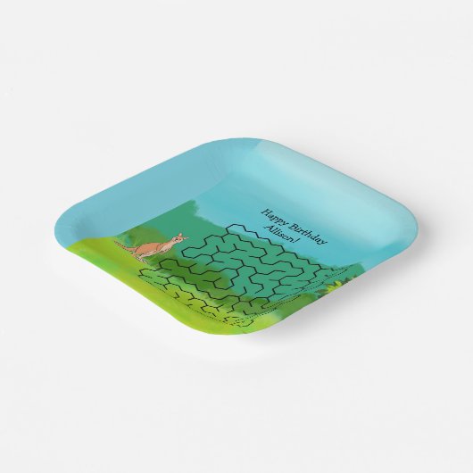 カンガルーと離れ誕生日マーズ紙プレート ペーパープレート (傾斜あり)