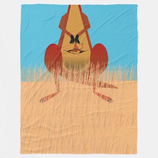 カンガルーのお母さん フリースブランケット (正面)