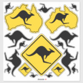 カンガルーのアイコンのステッカーセット シール (シート)