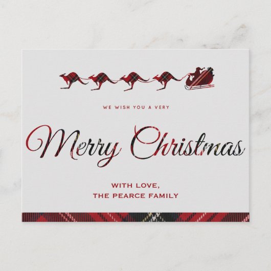 カンガルーのクリスマスカード、サンタススレハイオーストラリア ポストカード (正面)