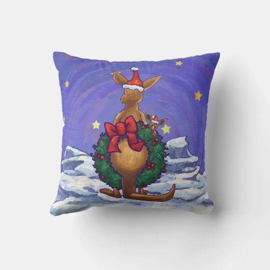 カンガルーのクリスマス星空の夜 クッション (裏面)