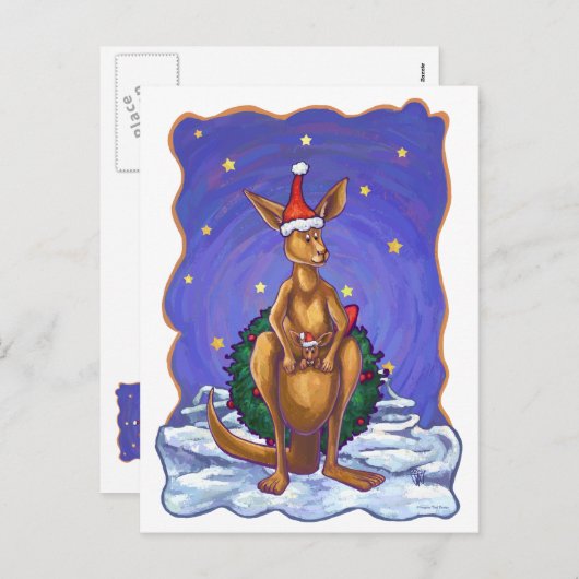 カンガルーのクリスマス星空の夜 シーズンポストカード (正面/裏面)