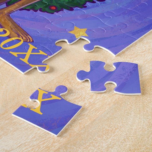 カンガルーのクリスマス星空の夜 ジグソーパズル (側面)