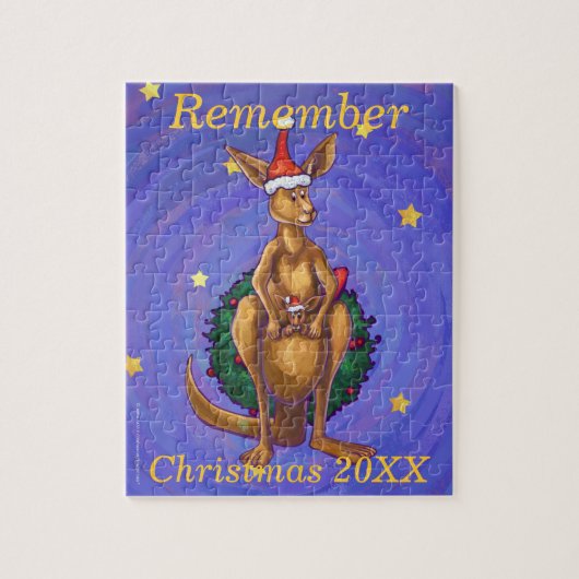 カンガルーのクリスマス星空の夜 ジグソーパズル (縦)