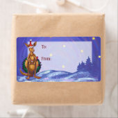 カンガルーのクリスマス星空の夜 ラベル (インサイチュ)