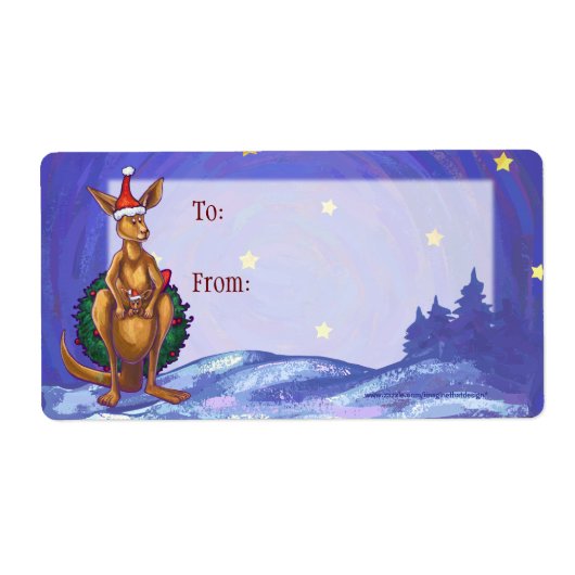 カンガルーのクリスマス星空の夜 ラベル (正面)