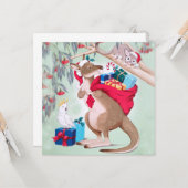 カンガルーのクリスマス – オーストラリアのクリスマスアート カード (正面/裏面インサイチュ)