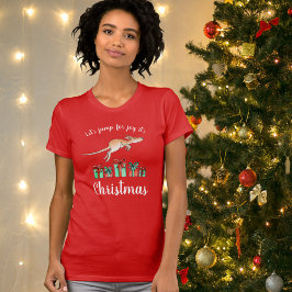 カンガルーのクリスマスTシャツを喜びにジャンプ Tシャツ