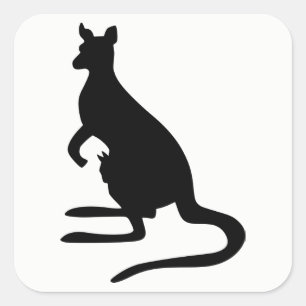 カンガルーのシルエット スクエアシール